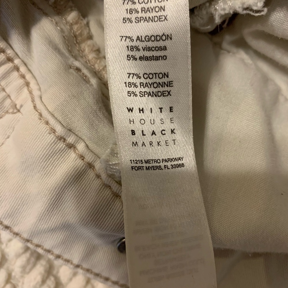 White House Black Market Womens Lightweight Cream Pants. Super Comfy Size 8 EUC - Picture 7 of 8